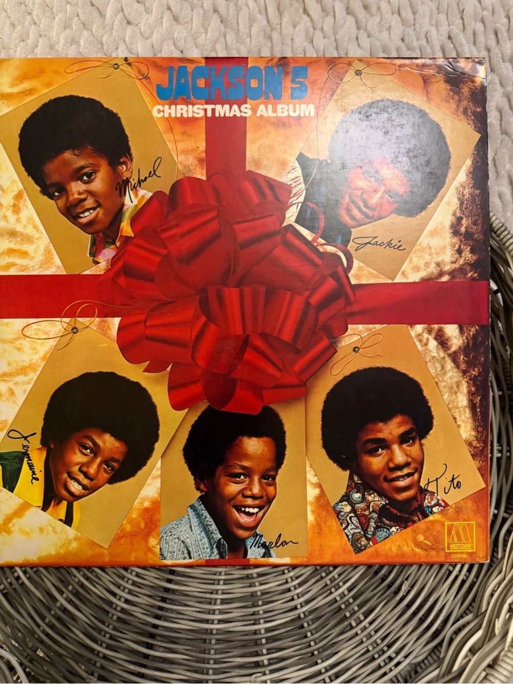 JACKSON 5 Christmas Album Cover with Bold Red Bow